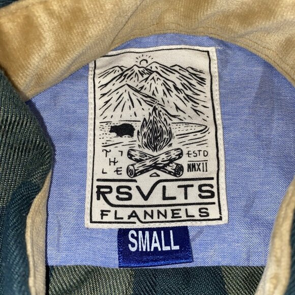 Rsvlts Flannel Green Men's Sz S Camping Outdoors Hiking Button Up - Picture 8 of 9